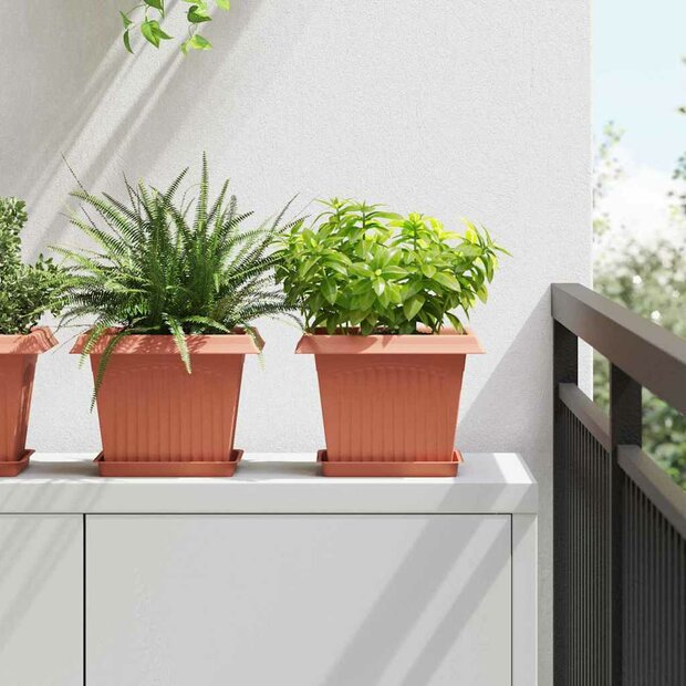 Vierkante Bloempot 24 pcs Baksteenrood 23 x 23 x 17,5 cm 1