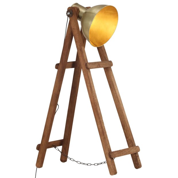 Vloerlamp E27 massief mangohout messingkleurig 1