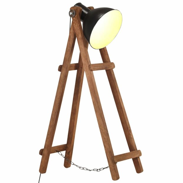 Vloerlamp E27 massief mangohout zwart 1
