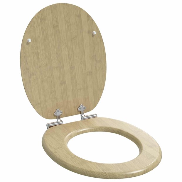 Zachte sluit toiletbril Lichte Bamboekleur 44 x 38 cm MDF-plaat 1