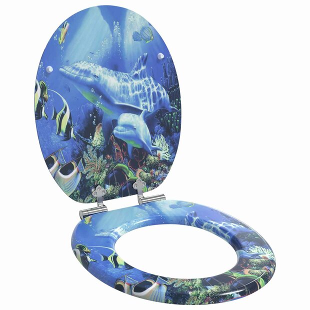 Zachte sluit toiletbril Blauw 44 x 38 cm MDF-plaat 1