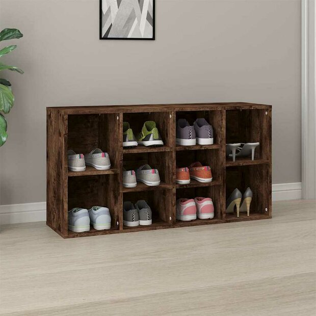 Schoenenbank 103x30x55 cm bewerkt hout gerookt eikenkleurig 1