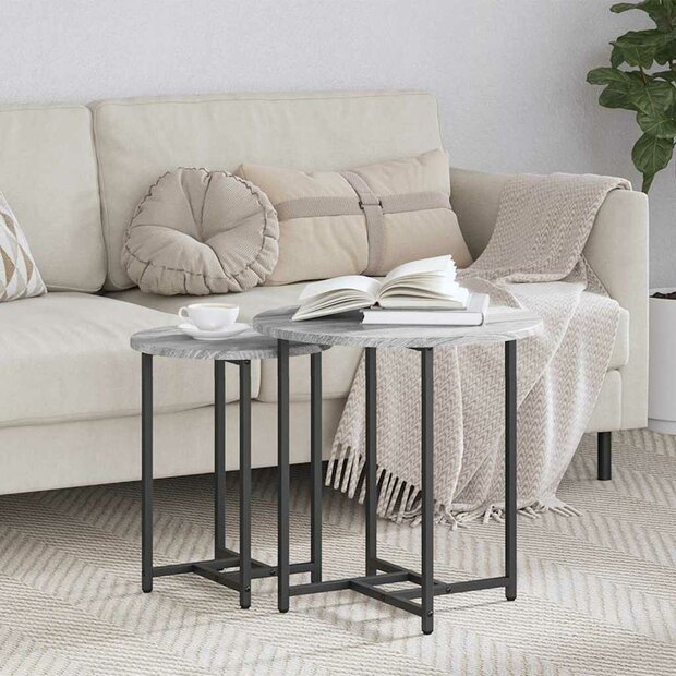 Bijzettafelset 2 pcs Grijs Sonoma en Zwart 1