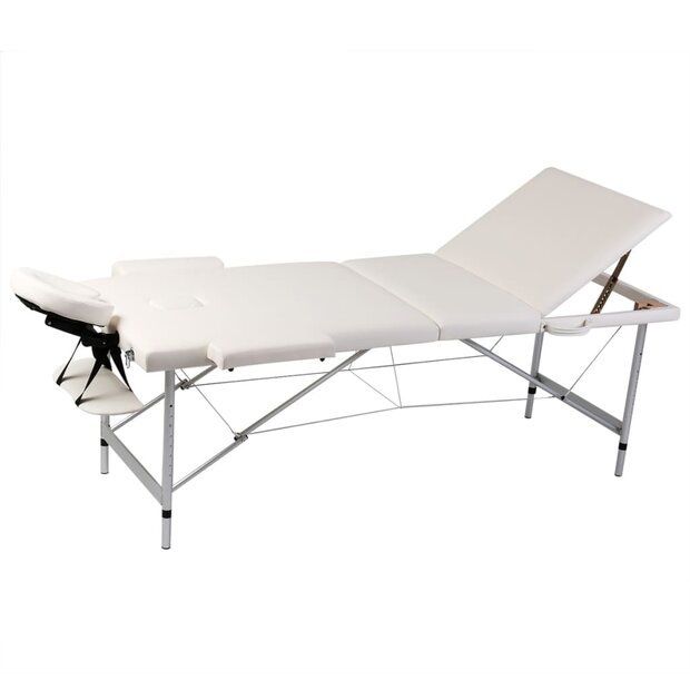Inklapbare massagetafel 3 zones met aluminium frame (creme) 1