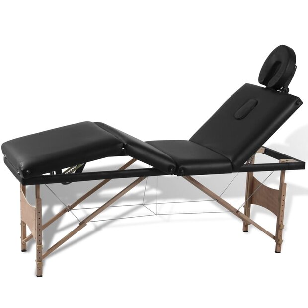 Inklapbare massagetafel 4 zones met houten frame (zwart) 1