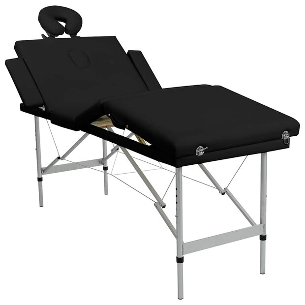 Massagetafel met 4 zones inklapbaar aluminum frame zwart 1