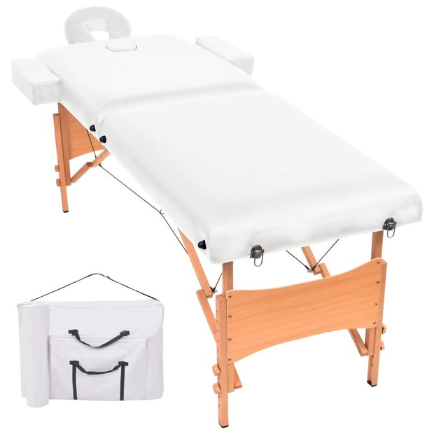Massagetafel 10 cm dik 2 zones inklapbaar wit 1