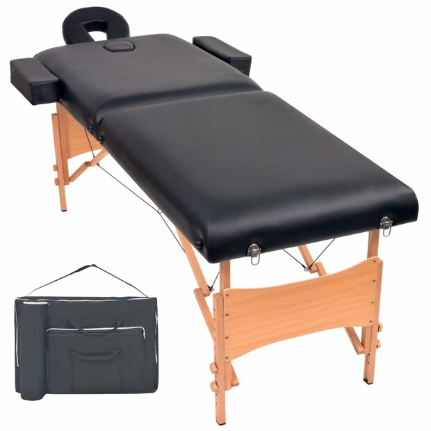 Massagetafel inklapbaar 2 zones 10 cm dik zwart 1