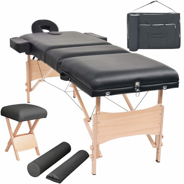 Massagetafel- en krukset inklapbaar 3 zones 10 cm dik wit 1