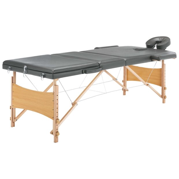 Massagetafel met 3 zones 186x68 cm houten frame antraciet 1