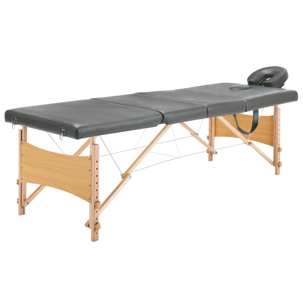 Massagetafel met 4 zones 186x68 cm houten frame antraciet 1