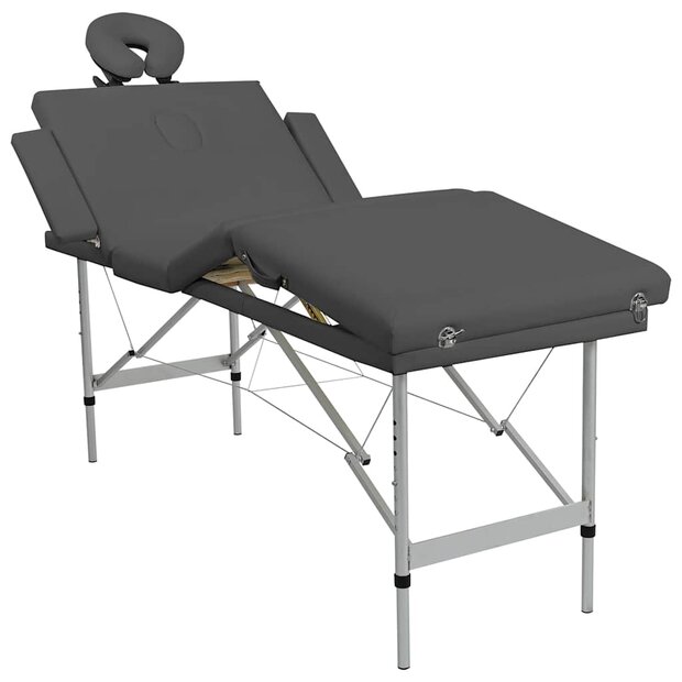Massagetafel met 4 zones 186x68 cm aluminium frame antraciet 1