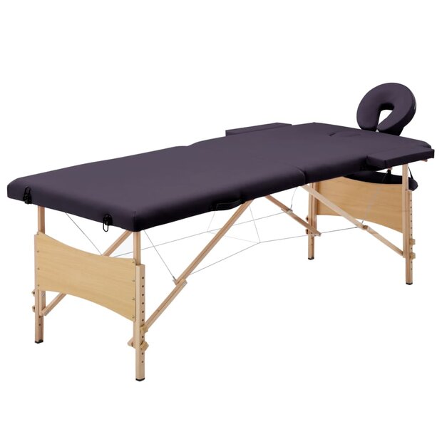 Massagetafel inklapbaar 2 zones hout paars 1