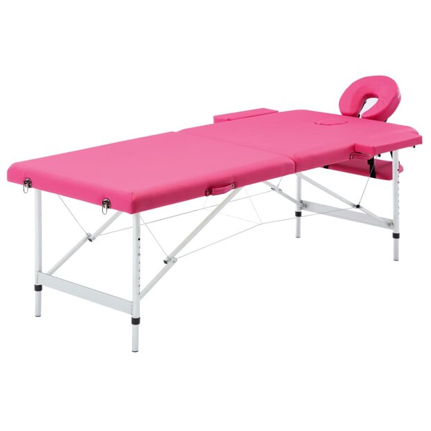Massagetafel inklapbaar 2 zones aluminum roze 1