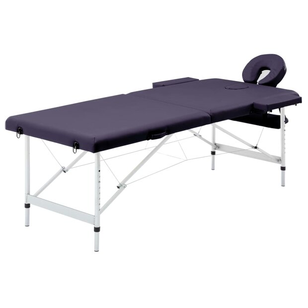 Massagetafel inklapbaar 2 zones aluminum paars 1