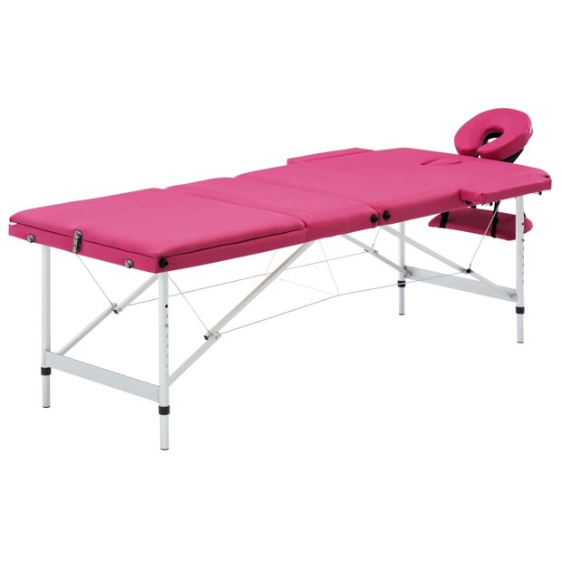 Massagetafel inklapbaar 3 zones aluminum roze 1