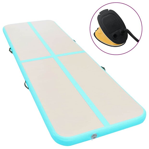 Gymnastiekmat met pomp opblaasbaar 600x100x10 cm PVC groen 1