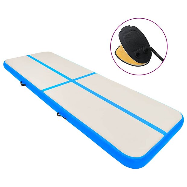 Gymnastiekmat met pomp opblaasbaar 800x100x15 cm PVC blauw 1