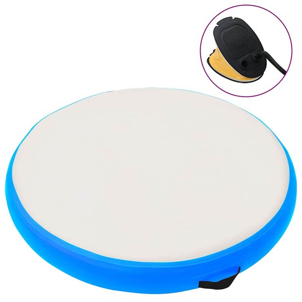 Gymnastiekmat met pomp opblaasbaar 100x100x15 cm PVC blauw 1