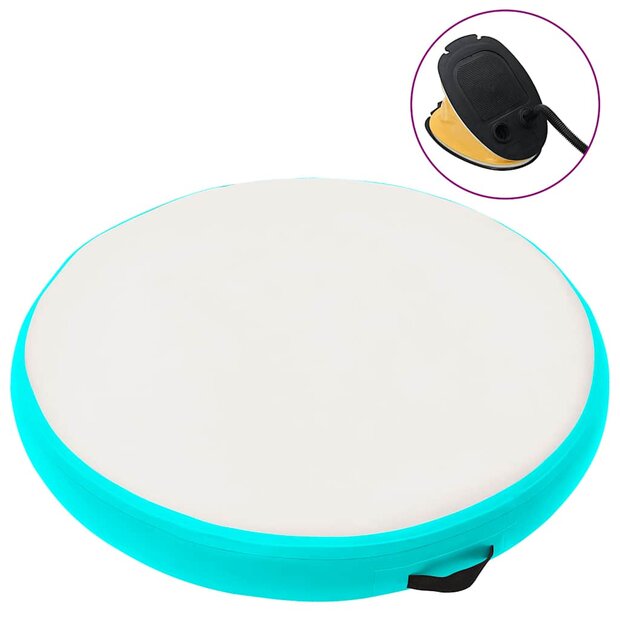 Gymnastiekmat met pomp opblaasbaar 100x100x20 cm PVC groen 1
