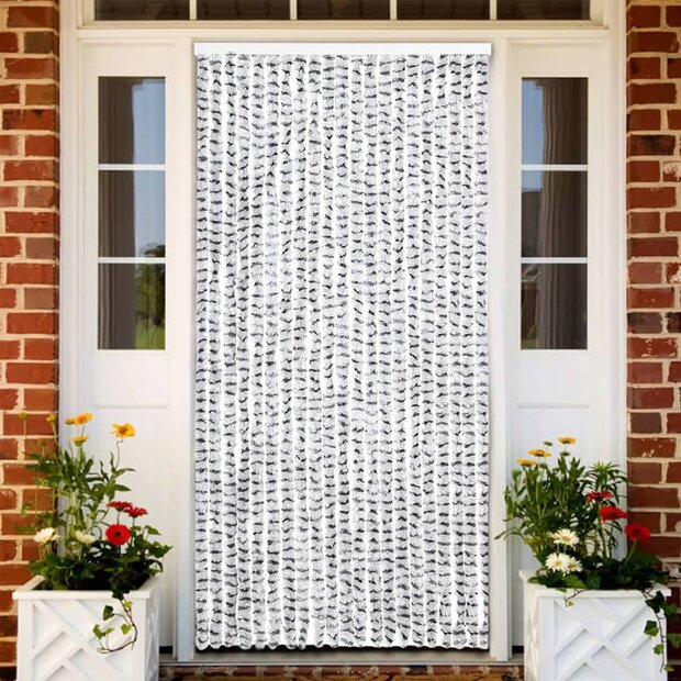 Vliegengordijn 90x220 cm chenille licht- en donkergrijs 1