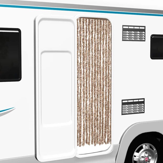 Vliegengordijn 56x185 cm chenille beige en donkerbruin 1