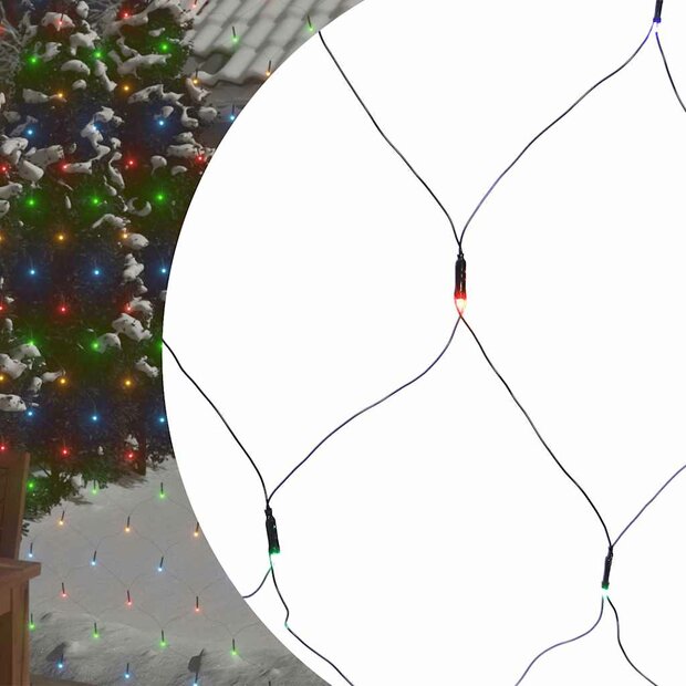Kerstnetverlichting 204 LED&amp;apos;s binnen/buiten 3x2 m meerkleurig 1