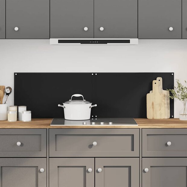 Spatschermen keuken 2 st 70x40 cm gehard glas zwart 1