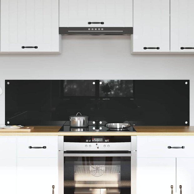 Keuken Achterwand 2 pcs Zwart 80 x 40 cm gehard glas 1