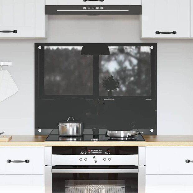 Keuken Spatscherm Donkergrijs 80 x 60 cm gehard glas 1