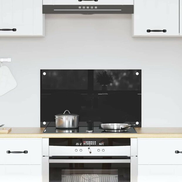 Keuken Achterwand Zwart 70 x 40 cm gehard glas 1