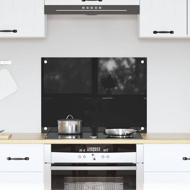 Keuken Achterwand Zwart 70 x 50 cm gehard glas 1
