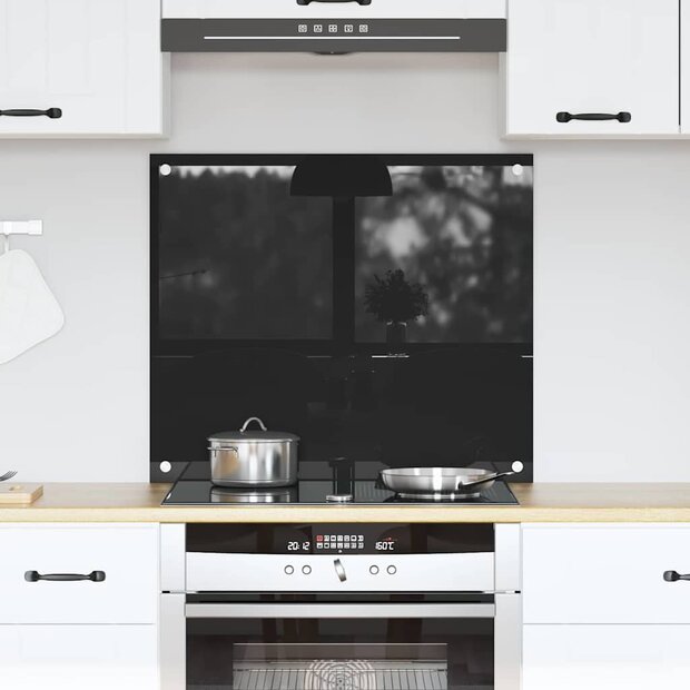 Keuken Achterwand Zwart 70 x 60 cm gehard glas 1