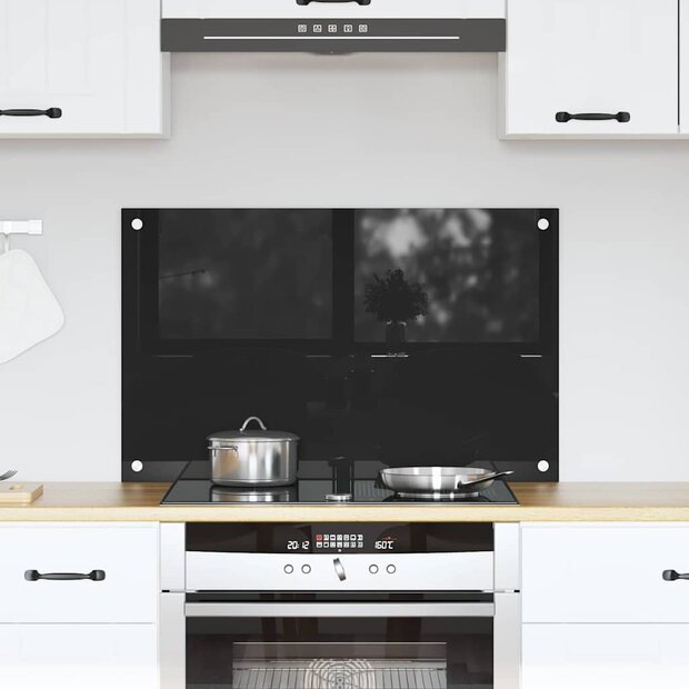 Keuken Achterwand Zwart 80 x 50 cm gehard glas 1