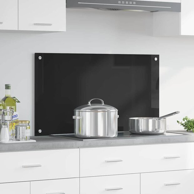 Keuken Achterwand Zwart 90 x 50 cm gehard glas 1