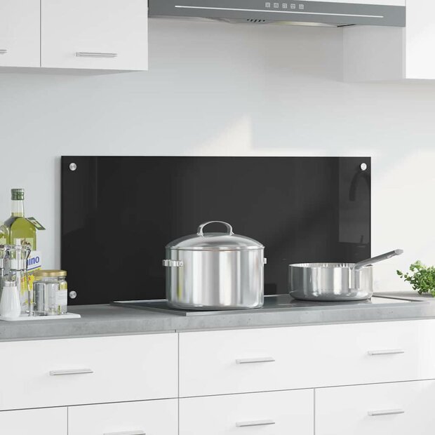 Keuken Achterwand Zwart 100 x 40 cm gehard glas 1