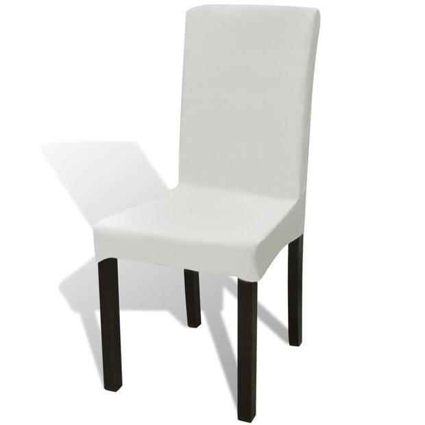 6 st Stoelhoezen recht stretch cr&egrave;mekleurig 1