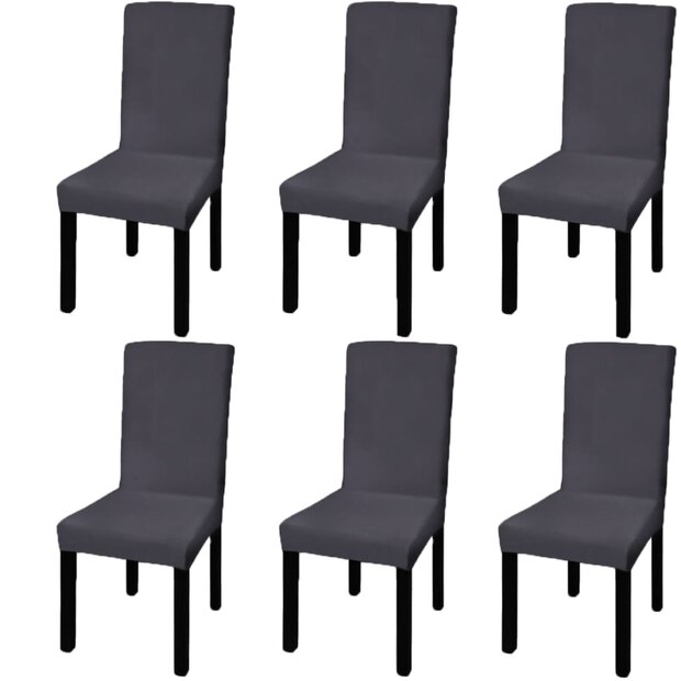 Stoelhoezen 6 st stretch recht antracietkleurig 1