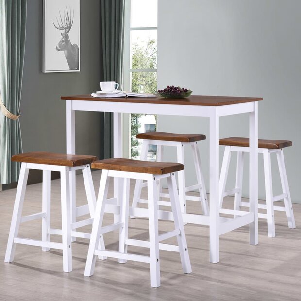 Bartafel- en krukkenset massief hout 5-delig  1