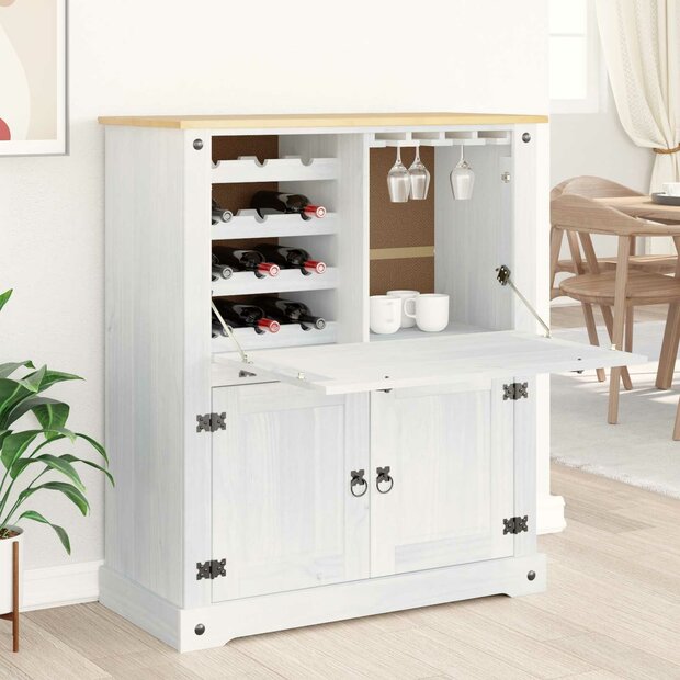 Wijnkast Wit 97 x 45 x 114 cm Massief grenenhout 1