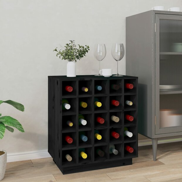Wijnkast 55,5x34x61 cm massief grenenhout zwart 1