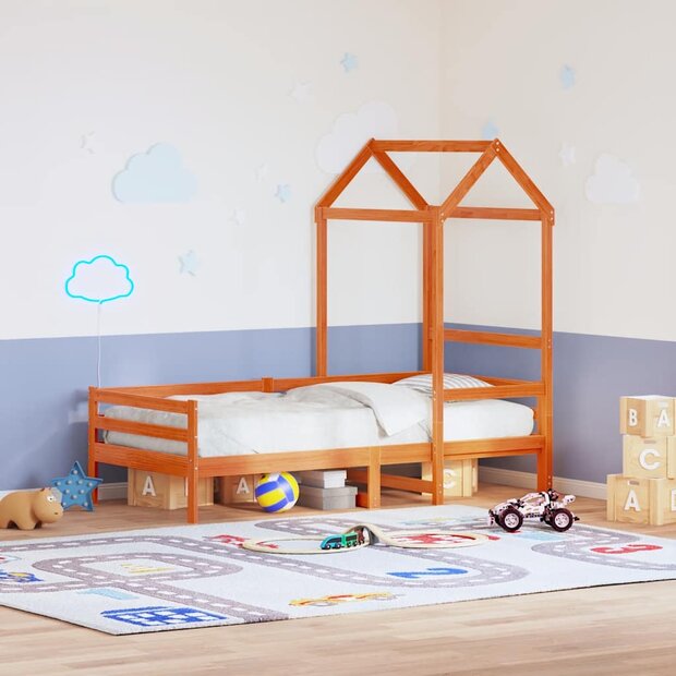 Kinderbedhuisje 98x70x176,5 cm massief grenenhout wasbruin 1