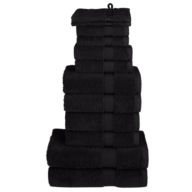 12-delige Handdoekenset SOLUND 600 g/m&sup2; zwart 1