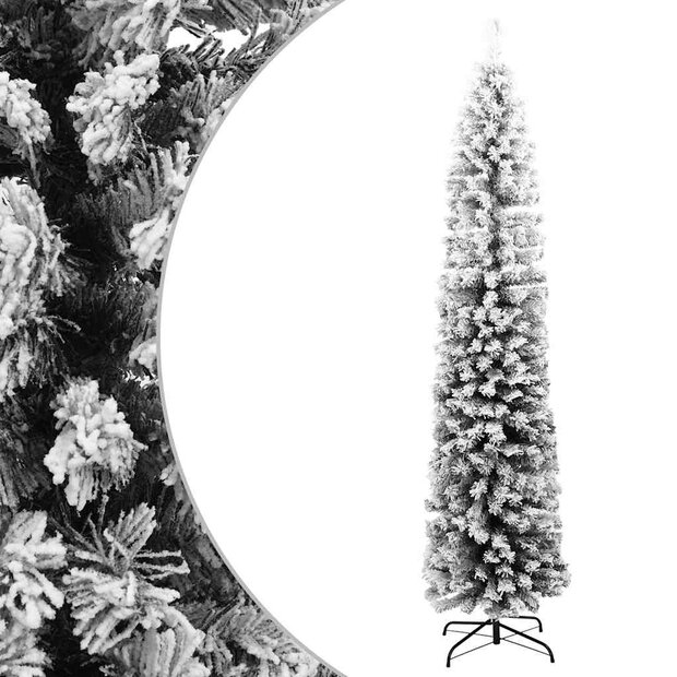 Kunstkerstboom met sneeuw smal 180 cm PVC groen 1