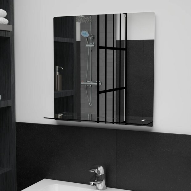 Wandspiegel met schap 50x50 cm gehard glas 1