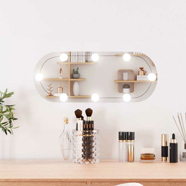 Wandspiegel met LED&amp;apos;s ovaal 20x50 cm glas 1