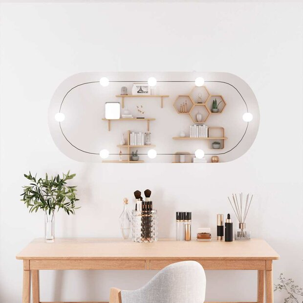 Wandspiegel met LED&amp;apos;s ovaal 25x60 cm glas 1