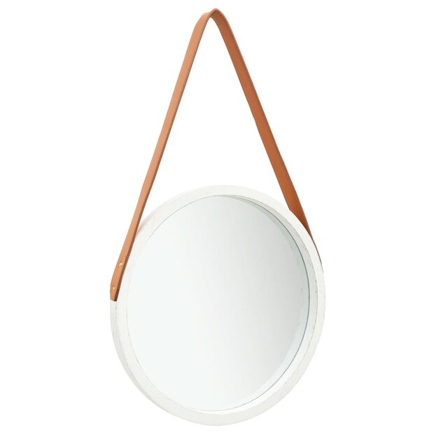 Wandspiegel met band 40 cm wit 1