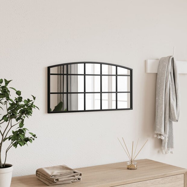 Wandspiegel boog 60x30 cm ijzer zwart 1
