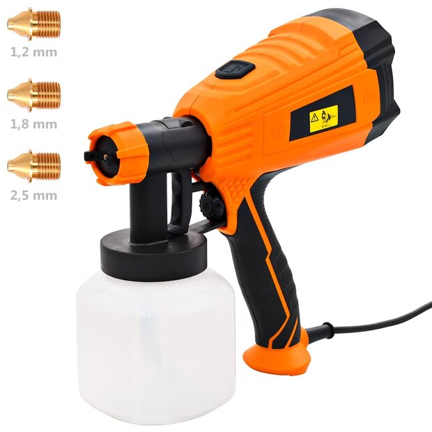 Verfspuit elektrisch met 3 mondstukken 500 W 800 ml 1